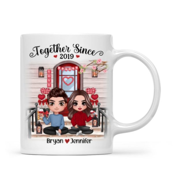 Doll Couple Sitting Front Porch Personalized Mug Doll Couple Sitting Front Porch Personalized Mug