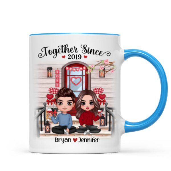 Doll Couple Sitting Front Porch Personalized Mug Doll Couple Sitting Front Porch Personalized Mug