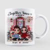 Doll Couple Sitting Front Porch Personalized Mug Doll Couple Sitting Front Porch Personalized Mug