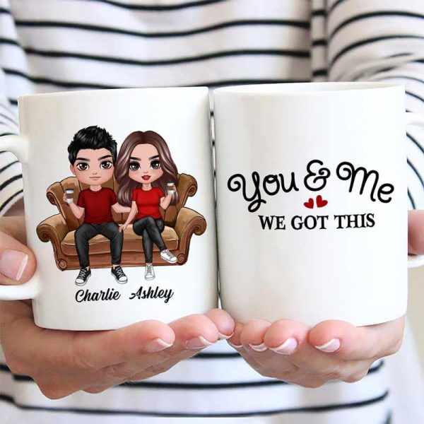 Doll Couple Sitting On Sofa Personalized Mug