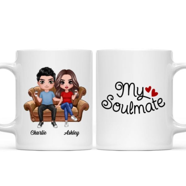 Doll Couple Sitting On Sofa Personalized Mug