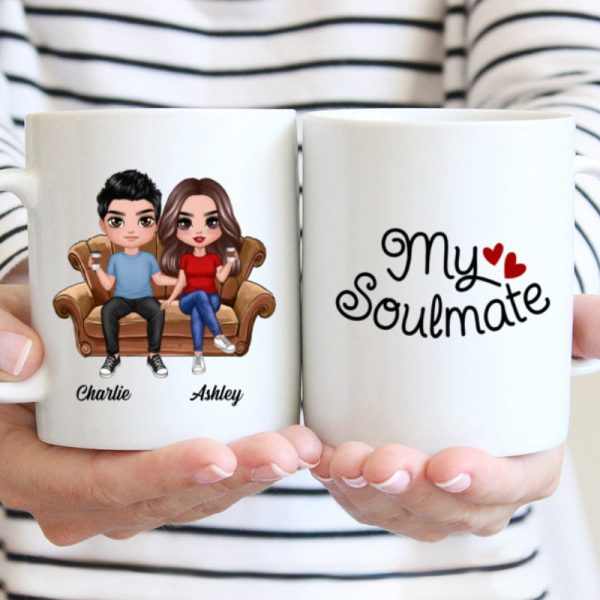 Doll Couple Sitting On Sofa Personalized Mug