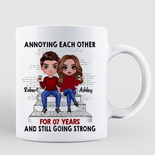 Doll Couple Sitting On Stair Personalized Mug Doll Couple Sitting On Stair Personalized Mug