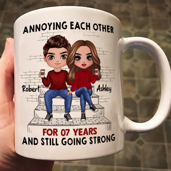 Doll Couple Sitting On Stair Personalized Mug Doll Couple Sitting On Stair Personalized Mug
