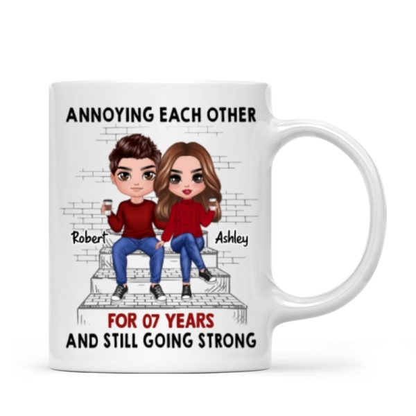 Doll Couple Sitting On Stair Personalized Mug Doll Couple Sitting On Stair Personalized Mug