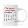 Doll Couple Sitting Under Red Tree Calendar Anniversary Date Gift For Him For Her Personalized Mug Doll Couple Sitting Under Red Tree Calendar Anniversary Date Gift For Him For Her Personalized Mug