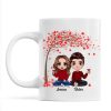 Doll Couple Sitting Under Red Tree Calendar Anniversary Date Gift For Him For Her Personalized Mug Doll Couple Sitting Under Red Tree Calendar Anniversary Date Gift For Him For Her Personalized Mug