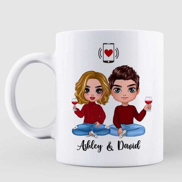 Doll Couple Swiped Right Gift Online Dating Tinder Bumble Personalized Coffee Mug