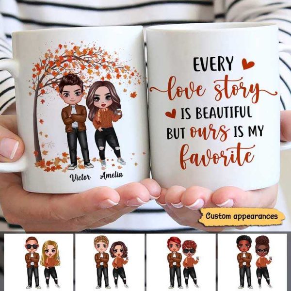 Doll Couple Under Tree Fall Season Personalized Mug Doll Couple Under Tree Fall Season Personalized Mug