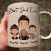 Doll Dad And Kids Sitting Watercolor Style Best Dad Ever Father's Day Gift For Dad Personalized Mug Doll Dad And Kids Sitting Watercolor Style Best Dad Ever Father's Day Gift For Dad Personalized Mug