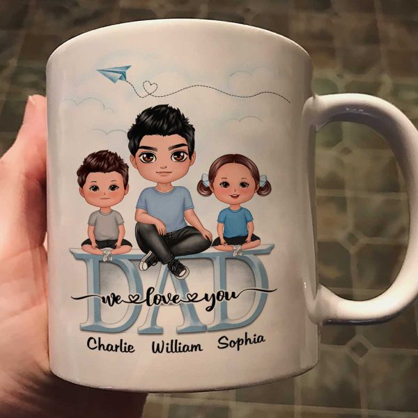 Doll Dad Grandpa And Kids On Text Personalized Mug