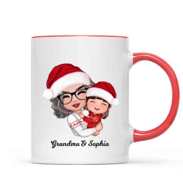 Doll Grandma Mom Hugging Kid Christmas Gift For Granddaughter Grandson Personalized Mug