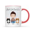 Doll Man Sitting With Cats Watercolor Style Best Cat Dad Ever Personalized Mug Doll Man Sitting With Cats Watercolor Style Best Cat Dad Ever Personalized Mug
