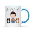 Doll Man Sitting With Cats Watercolor Style Best Cat Dad Ever Personalized Mug Doll Man Sitting With Cats Watercolor Style Best Cat Dad Ever Personalized Mug