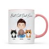 Doll Man Sitting With Cats Watercolor Style Best Cat Dad Ever Personalized Mug Doll Man Sitting With Cats Watercolor Style Best Cat Dad Ever Personalized Mug