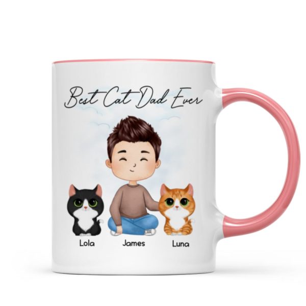 Doll Man Sitting With Cats Watercolor Style Best Cat Dad Ever Personalized Mug Doll Man Sitting With Cats Watercolor Style Best Cat Dad Ever Personalized Mug