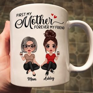 Doll Mom And Daughters Sitting Gift For Mom Daughters Personalized Mug