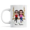 Doll Mom Daughter Sitting On Swing Holding Sunflower Personalized Mug