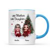 Doll Mother And Daughters Sitting Beside Christmas Tree Personalized Mug