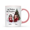 Doll Mother And Daughters Sitting Beside Christmas Tree Personalized Mug
