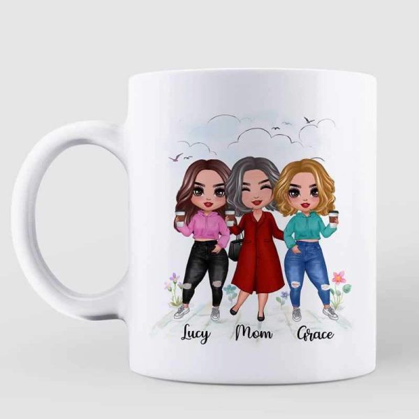 Doll Mother Mom And Daughters Floral Personalized Mug