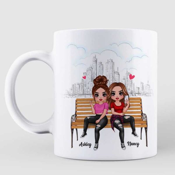 Doll Selfie Besties Pink Tone Personalized Mug Doll Selfie Besties Pink Tone Personalized Mug