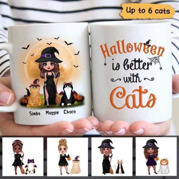 Doll Witch Halloween Better With Cats Personalized Mug Doll Witch Halloween Better With Cats Personalized Mug