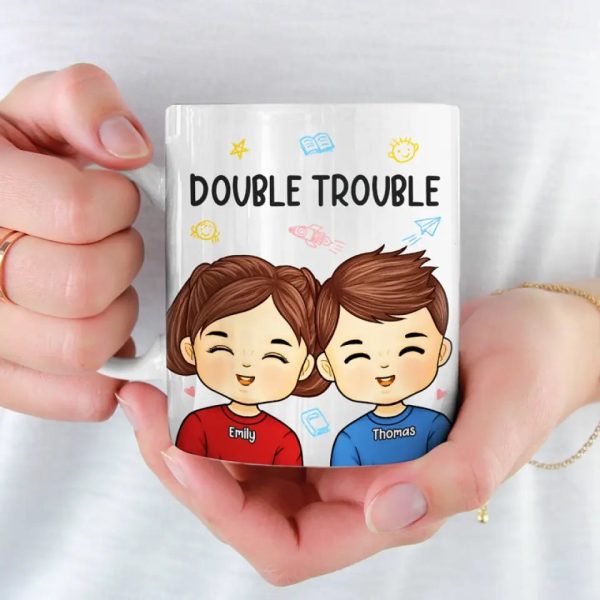 Double Trouble For The Parents - Family Personalized Custom Mug - Gift For Family Members Double Trouble For The Parents - Family Personalized Custom Mug - Gift For Family Members