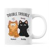 Double Trouble Funny Cat Expressions Gift For Cat Lover Personalized Mug