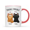 Double Trouble Funny Cat Expressions Gift For Cat Lover Personalized Mug