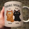 Double Trouble Funny Cat Expressions Gift For Cat Lover Personalized Mug