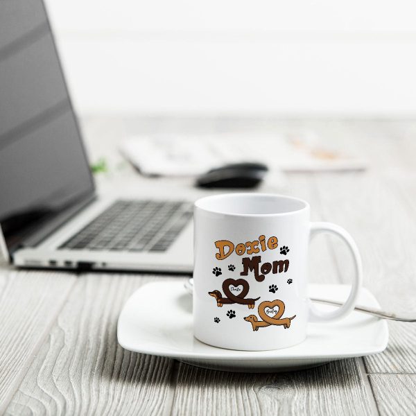 Doxie Mom Cute Heart Dachshunds Personalized Mug