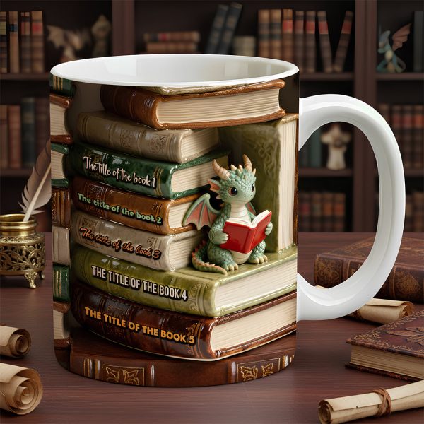 Dragon Reading Book Coffee Mug- Personalized Gifts For Book Lovers 08OHDT301225 Dragon Reading Book Coffee Mug- Personalized Gifts For Book Lovers 08OHDT301225
