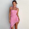 Draped Frill Tube Mini Dress