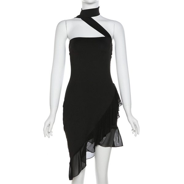 Draped Frill Tube Mini Dress