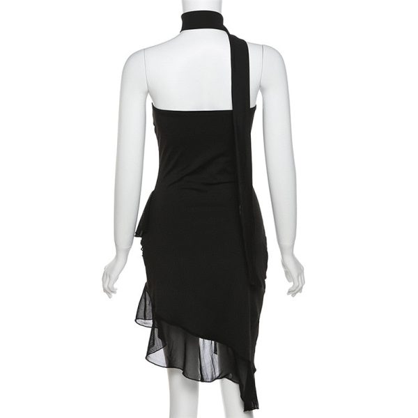 Draped Frill Tube Mini Dress