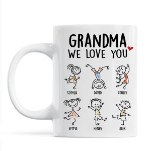 Drawing Kids We Love You Gift For Dad Mom Grandma Grandpa Personalized Mug