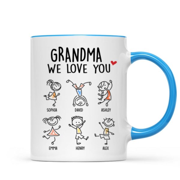Drawing Kids We Love You Gift For Dad Mom Grandma Grandpa Personalized Mug