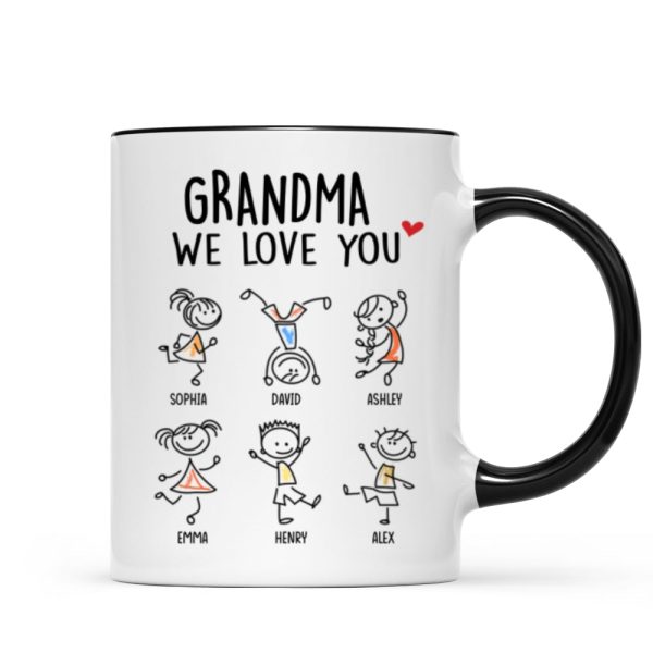 Drawing Kids We Love You Gift For Dad Mom Grandma Grandpa Personalized Mug