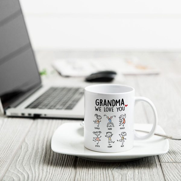 Drawing Kids We Love You Gift For Dad Mom Grandma Grandpa Personalized Mug