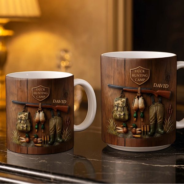 Duck Hunting Camp With Rifle and Ducks - Personalized Custom Coffee Mug - HTG004_MG Duck Hunting Camp With Rifle and Ducks - Personalized Custom Coffee Mug - HTG004_MG