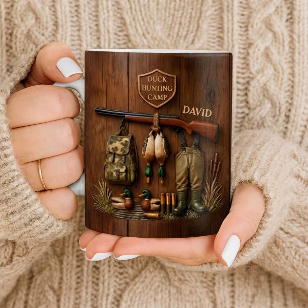 Duck Hunting Camp With Rifle and Ducks - Personalized Custom Coffee Mug - HTG004_MG Duck Hunting Camp With Rifle and Ducks - Personalized Custom Coffee Mug - HTG004_MG