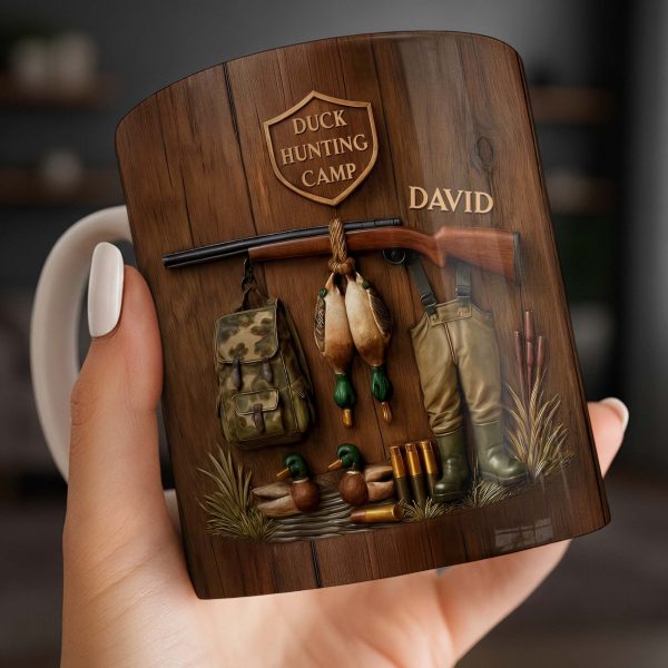 Duck Hunting Camp With Rifle and Ducks - Personalized Custom Coffee Mug - HTG004_MG Duck Hunting Camp With Rifle and Ducks - Personalized Custom Coffee Mug - HTG004_MG
