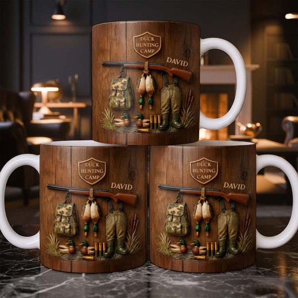 Duck Hunting Camp With Rifle and Ducks - Personalized Custom Coffee Mug - HTG004_MG Duck Hunting Camp With Rifle and Ducks - Personalized Custom Coffee Mug - HTG004_MG