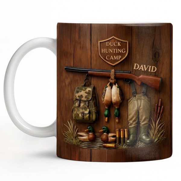 Duck Hunting Camp With Rifle and Ducks - Personalized Custom Coffee Mug - HTG004_MG Duck Hunting Camp With Rifle and Ducks - Personalized Custom Coffee Mug - HTG004_MG
