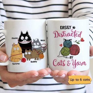 Easily Distracted By Cats And Yarn Personalized Mug