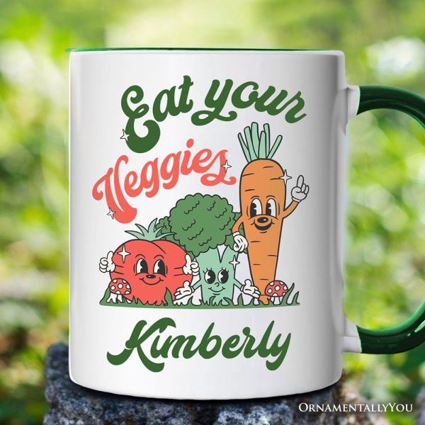 Eat Your Veggies Personalized Mug, Retro Cute Farmers Market Veggie Gift with Custom Name Eat Your Veggies Personalized Mug, Retro Cute Farmers Market Veggie Gift with Custom Name