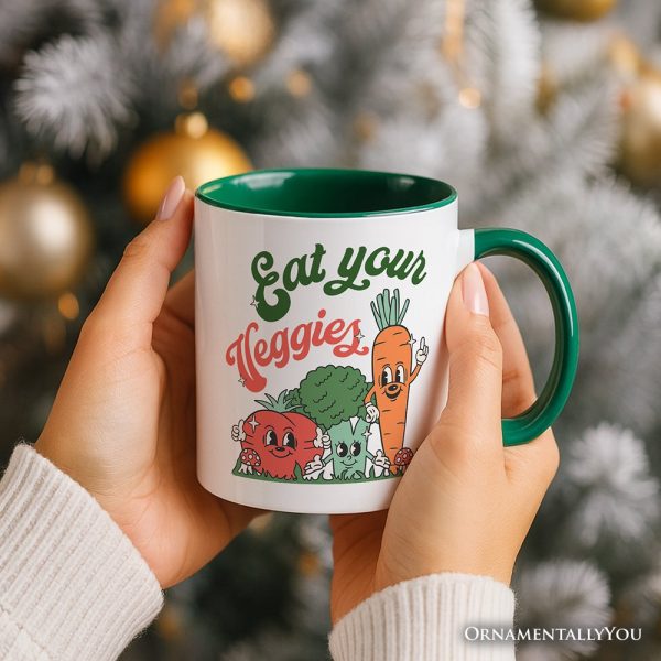 Eat Your Veggies Personalized Mug, Retro Cute Farmers Market Veggie Gift with Custom Name Eat Your Veggies Personalized Mug, Retro Cute Farmers Market Veggie Gift with Custom Name