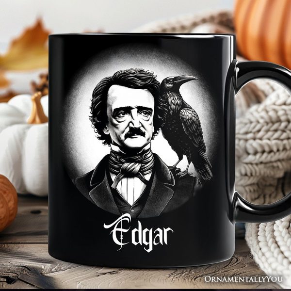 Edgar Allan Poe Spooky Portrait Personalized Mug Horror Villain Theme Halloween Gift with Custom Name Edgar Allan Poe Spooky Portrait Personalized Mug Horror Villain Theme Halloween Gift with Custom Name