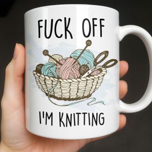 Eff Off, I'm Knitting, Fun Illustrated Design - Personalized Custom Coffee Mug - HOB056_MG